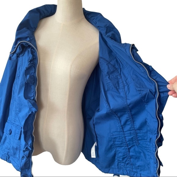 Cleo blue ruffle full front canvas  jacket coat spring summer fall - Picture 5 of 13